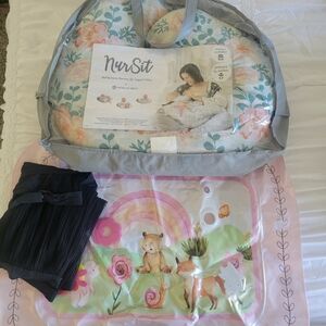 NURSIT Floral Nursing Pillow with Water Play Mat And Nursing Coverup